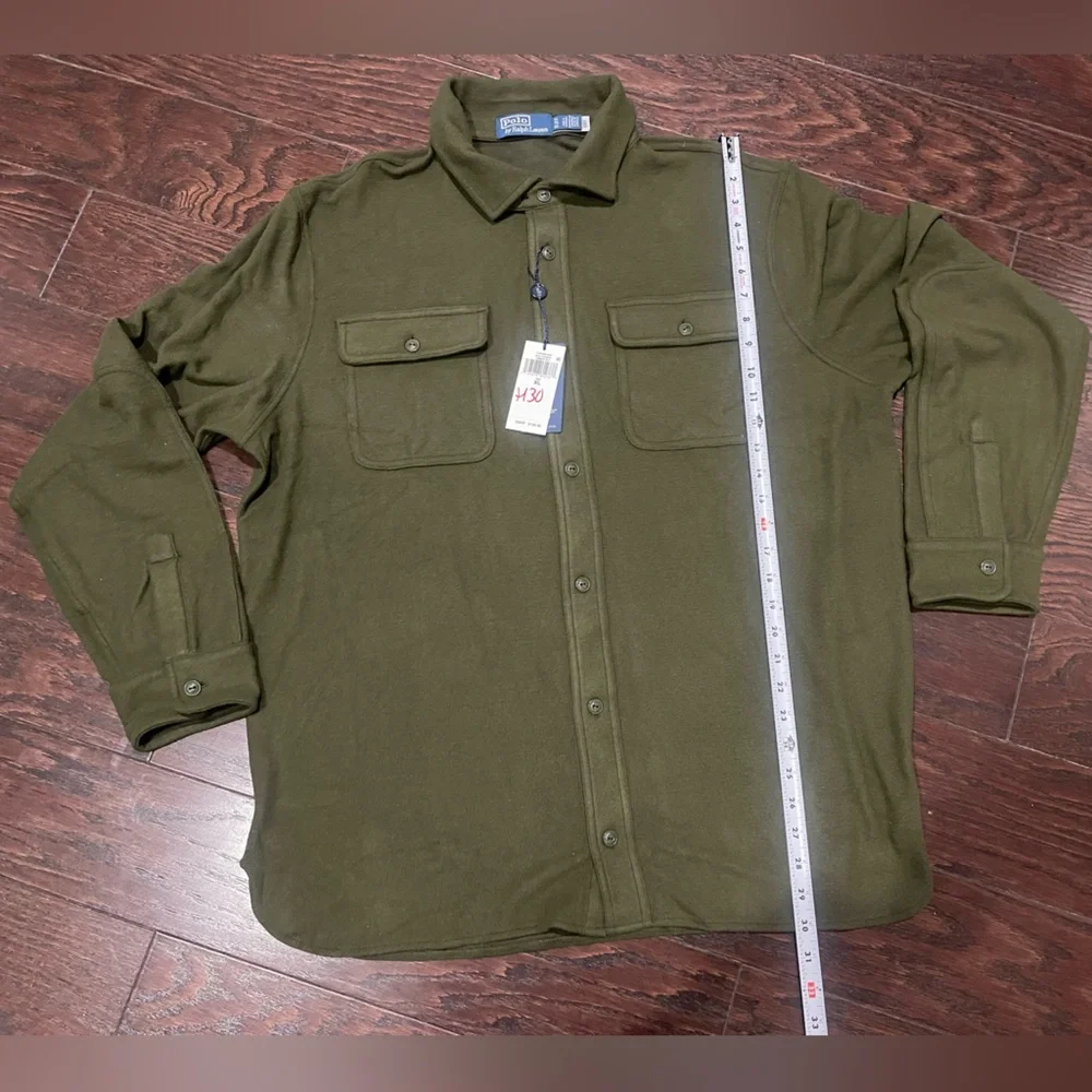 Polo Ralph Lauren Men Classic Fit Knit Flannel Workshirt  Olive Size X-Large NEW